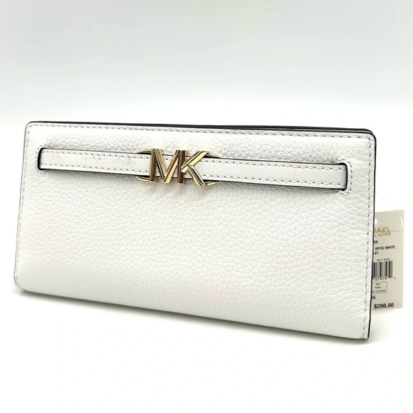Michael Kors Reed Large Snap Bifold Wallet Optic White - Picture 1 of 9